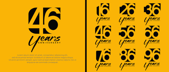 anniversary logo set. vector design black color can be use for celebration moment