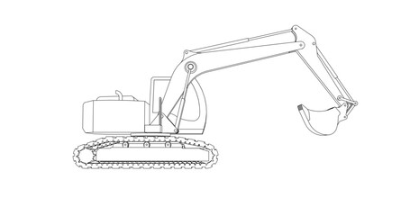 Obraz premium Excavator; Construction equipment illustration; Earth Moving Vehicle; Crawler illustration; Front End Loader