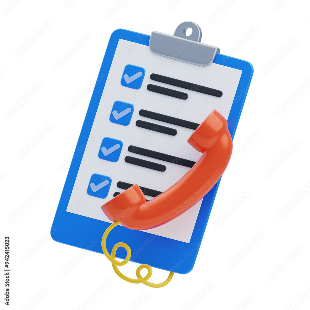 Poster 3d data collection with call surveys. 3d icon