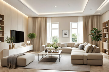 modern living room with fireplace