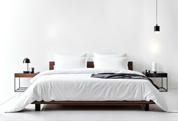 A simple bed icon or emoticon, a white-toned room. A modern bed