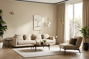 Fototapeta premium modern living room with fireplace