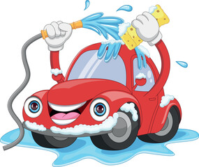 car wash cartoon on white background
