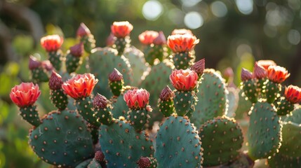 Crimson gymno cactus basking in sun