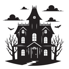 Haunted House Illustration | Spooky & Eerie Art for Halloween Decor, Invitations, and Digital Designs | Perfect for Haunted Themes!