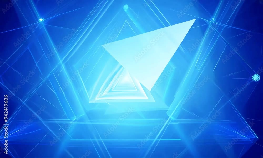 Aufkleber exploring vibrant geometric patterns and luminous shapes in a stunning blue abstract world throughou