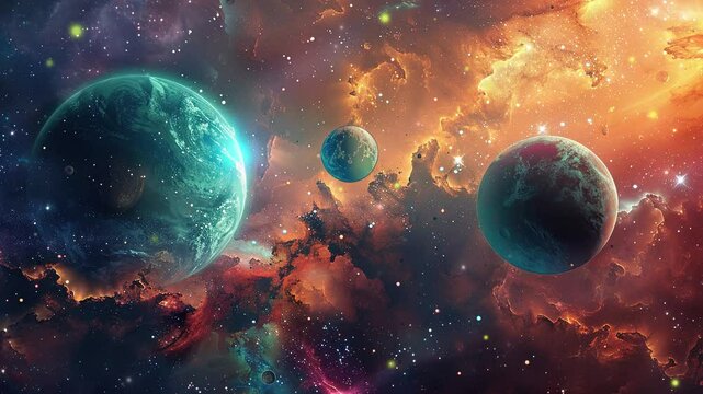 Planet in beautiful space. Video