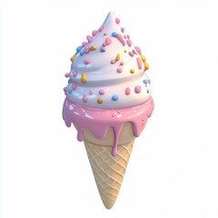 3D design ice cream simple shape white background