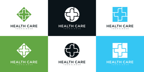 Medical health services symbol logo design. Premium Vector