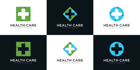 Medical health services symbol logo design. Premium Vector