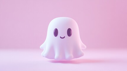 Fototapeta premium Happy Halloween banner. Festive background with realistic 3d cute ghost
