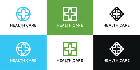 Medical health services symbol logo design. Premium Vector