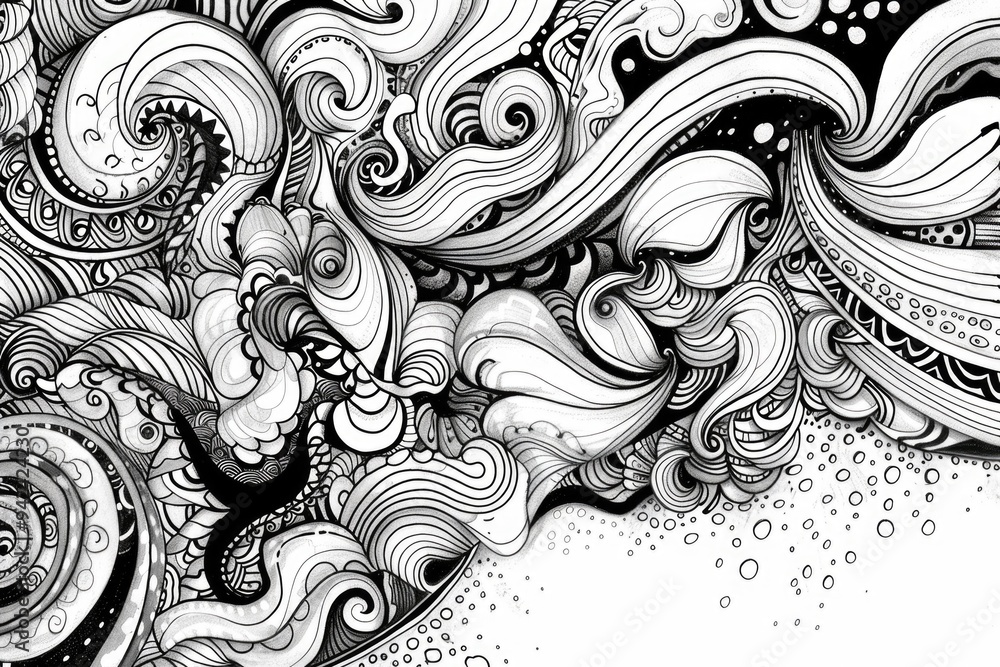 Poster a simple illustration of wave patterns in monochrome colors