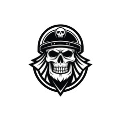 warrior skull vector, art, illustration design, warrior skull silhouette logo, design black and white 