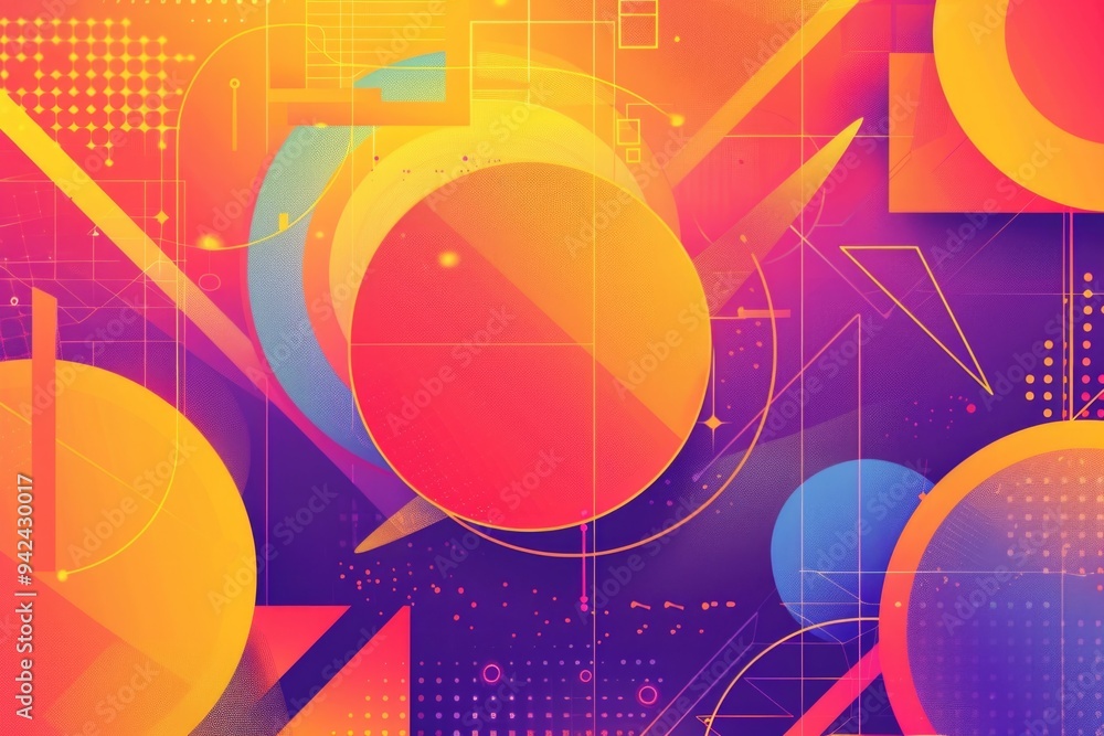 Poster A vibrant and dynamic abstract design featuring circular patterns and lines