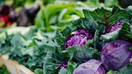 Organic collard greens and red cabbage from the garden