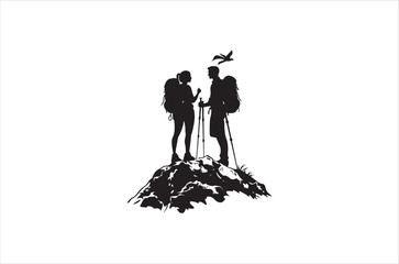 Hiking minimalist and simple silhouette vector illustration. Hiking Silhouette vector on white background.