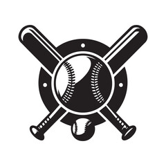 Baseball with bats vector silhouette. Baseball icon for sport logo.