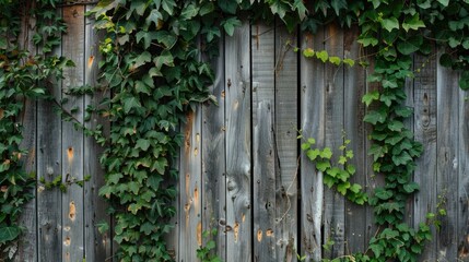 Overgrown ivy on an ancient barn and weathered wood