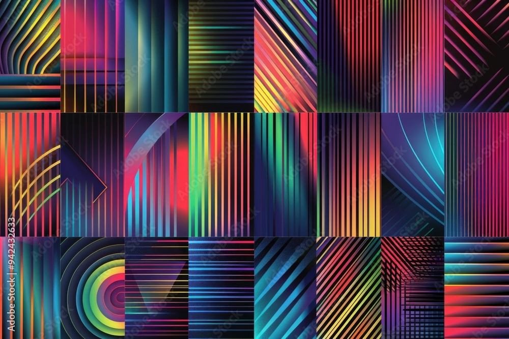 Poster A series of colorful abstract lines and shapes