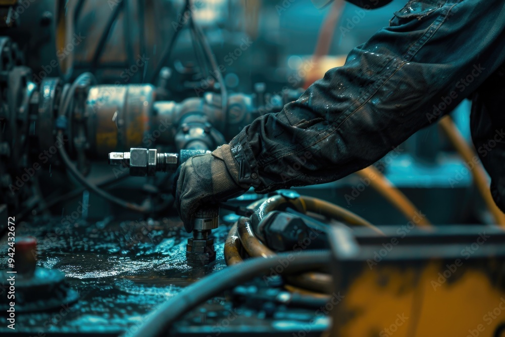 Aufkleber A man working on machines in a factory setting