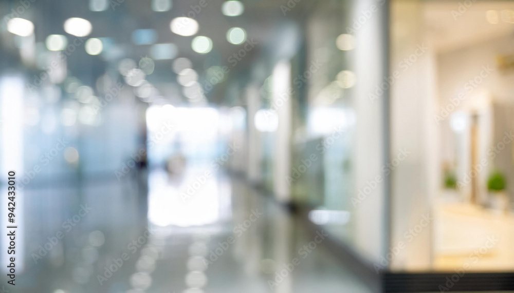 Poster blur inside building with bokeh light background.