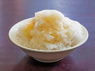 Close up shot of shaved ice in Taiwan   