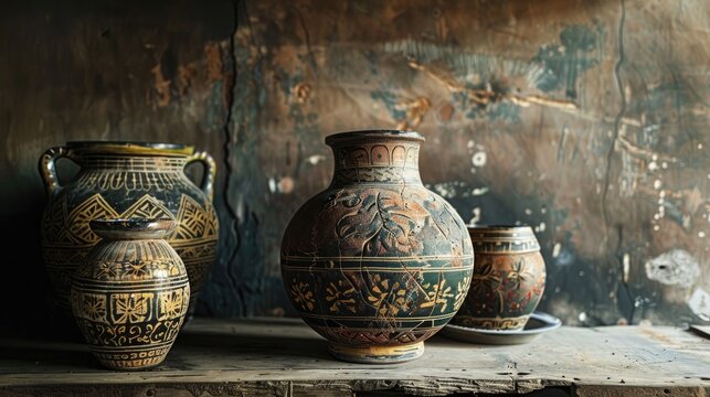 Photographs showcasing ancient Indian pottery depict rich cultural heritage