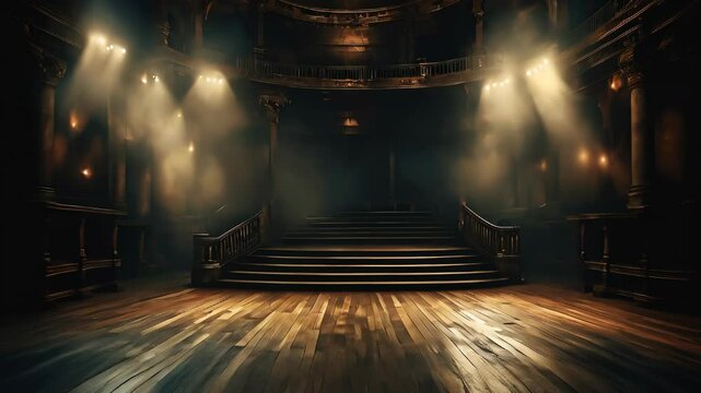  "Theater Stage with Spotlights and Smoke"