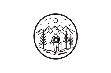 Hiking minimalist and simple silhouette vector illustration. Hiker Silhouette Images.
Hiking Silhouette vector on white background.