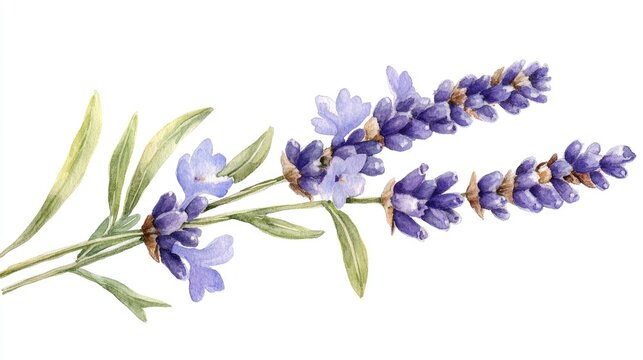 Watercolor illustration of a lavender flower branch suitable for wedding invitations logos greeting cards packaging and labels