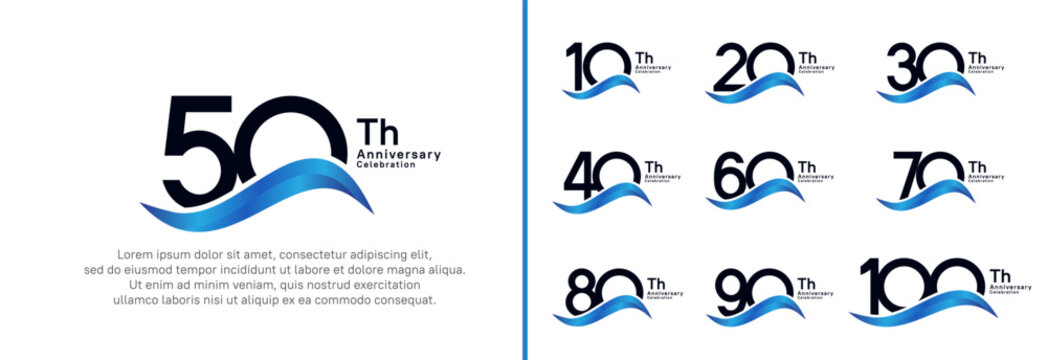 anniversary logotype set. vector design black color number can be use for special moment