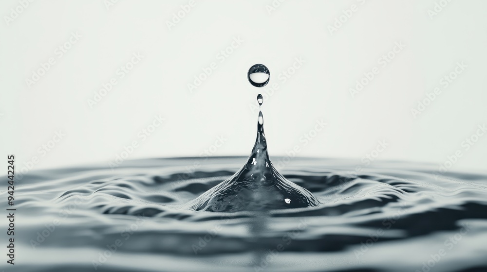 Poster water drop splashing creating ripples and waves