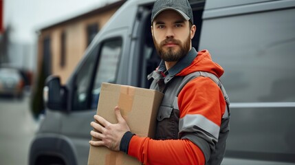 Delivery Driver Holding a Cardboard Box