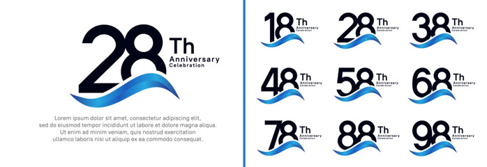 anniversary logotype set. vector design black color number can be use for special moment
