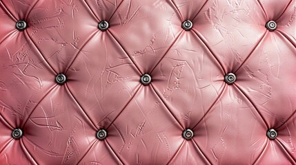 Fototapeta premium Pink leather wall with button design on padded background