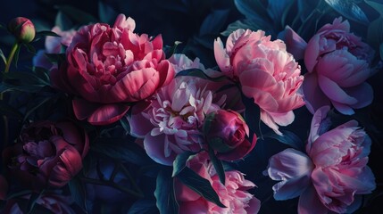 Obraz premium Pink Peonies in Light and Dark Hues