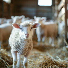 Fototapeta premium Rare livestock breeds grazing on a traditional farm
