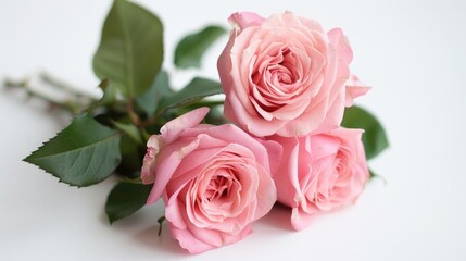 Fototapeta premium Pink Rose Bouquet on White Background