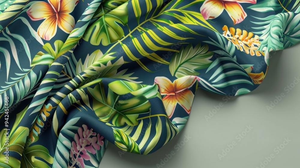 Wall mural Tropical Floral Fabric Pattern Background.