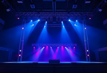 Concert Stage Scenery With Spotlights and Colored Lights