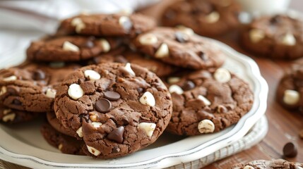 Fototapeta premium Plate of delicious chocolate cookies