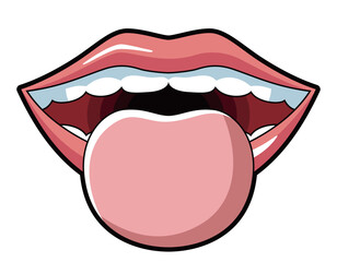 舌を見せる　イラスト