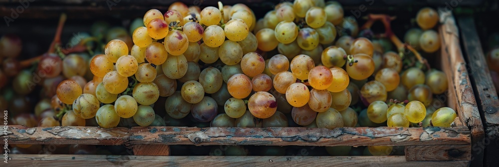 Poster cluster of small grapes in a container
