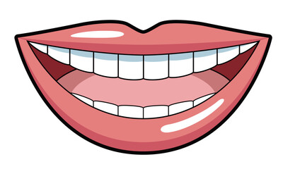 歯を見せて笑う口　イラスト