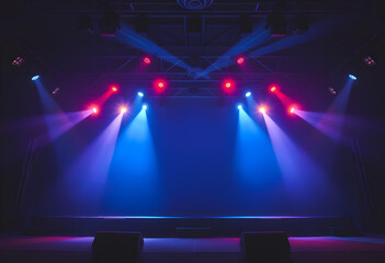 Concert Stage Scenery With Spotlights and Colored Lights