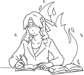 資格勉強に燃えるビジネスマン