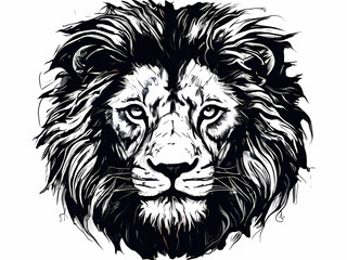 Obraz premium Lion black and white graffiti illustration design poster and T-shirt generative ai