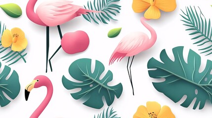 Flamingo Paradise: A Tropical Fiesta of Pink and Green