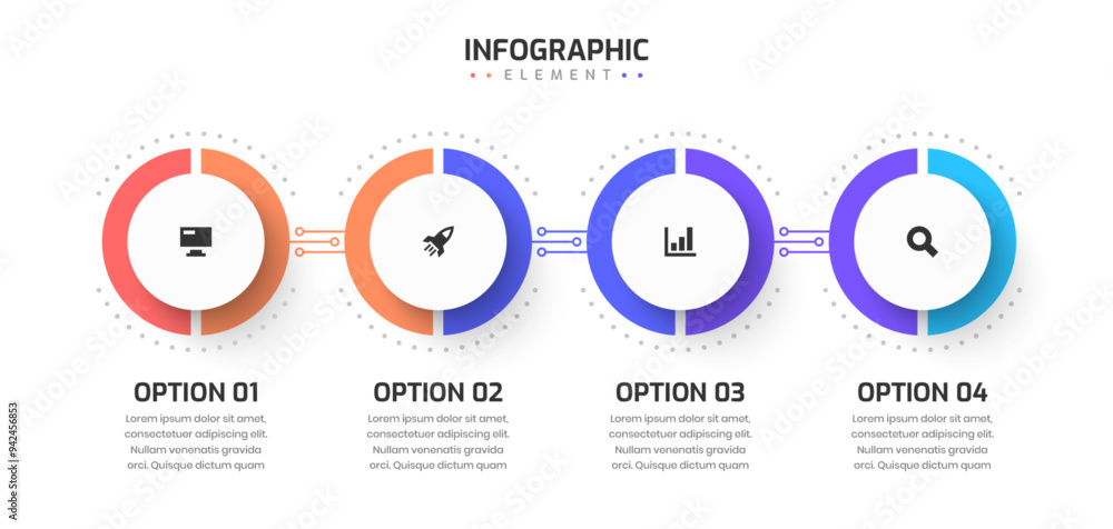 Poster business infographic template timeline with 4 option and icon can be used for presentation chart